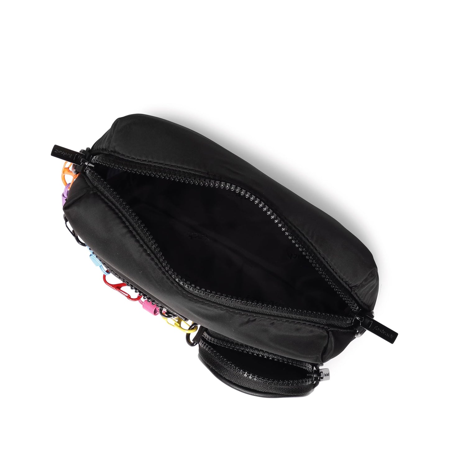 Fastrack Statement Chain Sling Bag for Women | Black Nylon Crossbody with Zipper Closure, Front Utility Pockets and Adjustable Strap | Lightweight Urban Sling for College & Travel