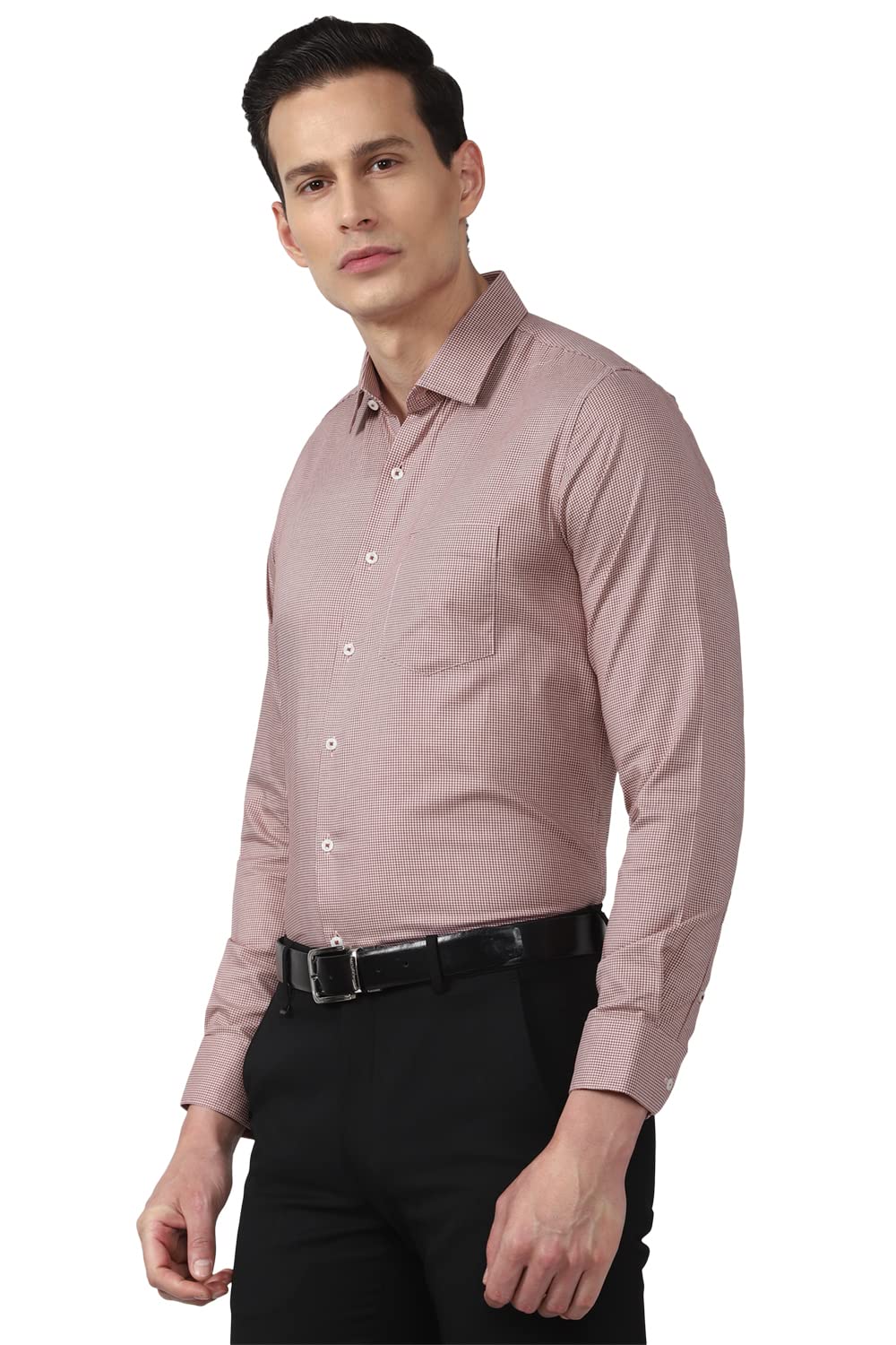 Van Heusen Men's Slim Fit Shirt (VHSFRSLBK38112_Peach 42)