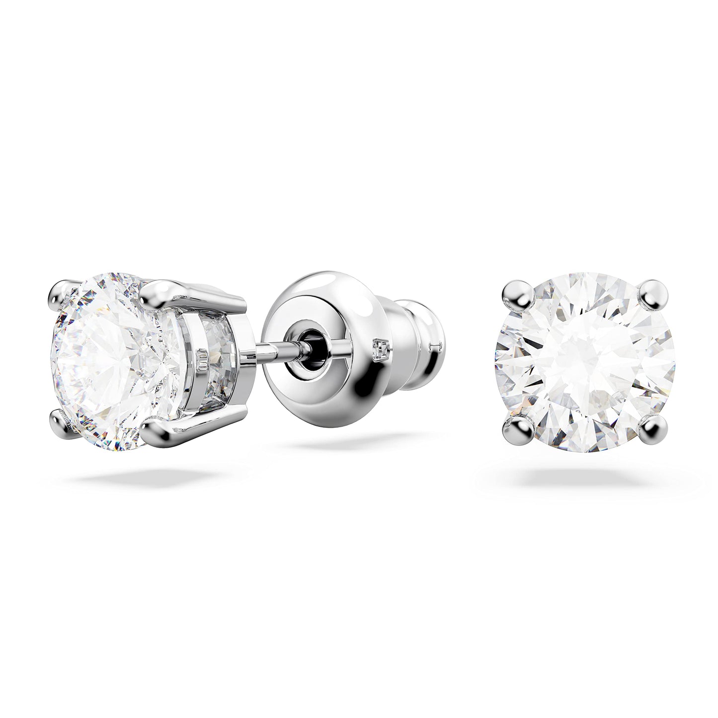 Swarovski Matrix Tennis Necklace and Stud Earrings Set, Round cut, White, Rhodium plated