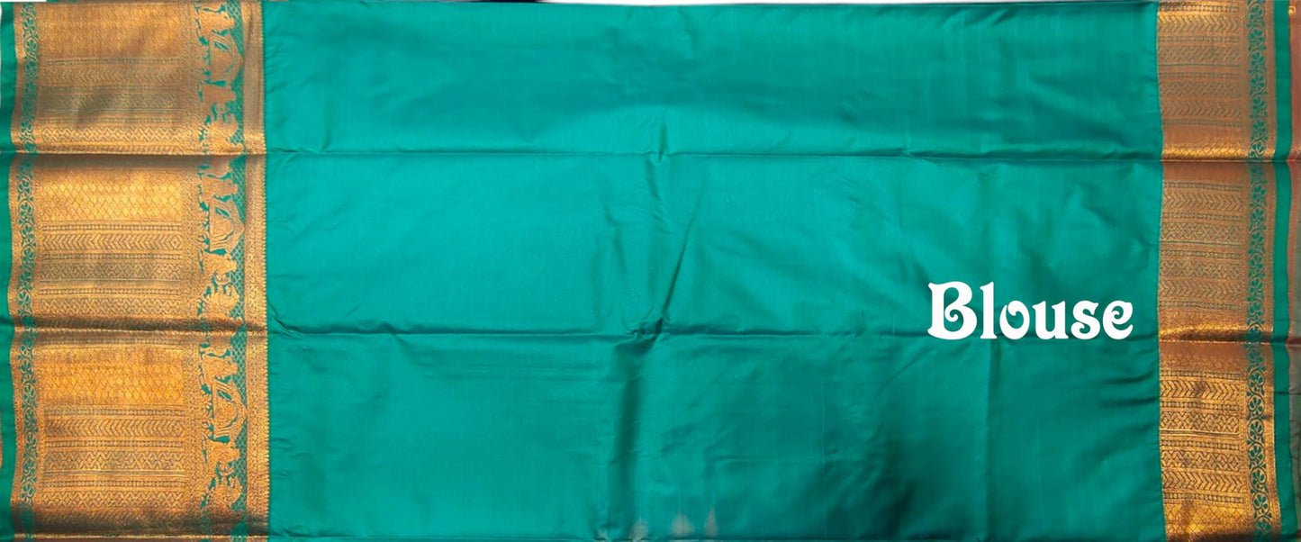 VFCollections Women's Kanchipuram Silk Pure Pattu Sarees With Blouse (VFC484-1)