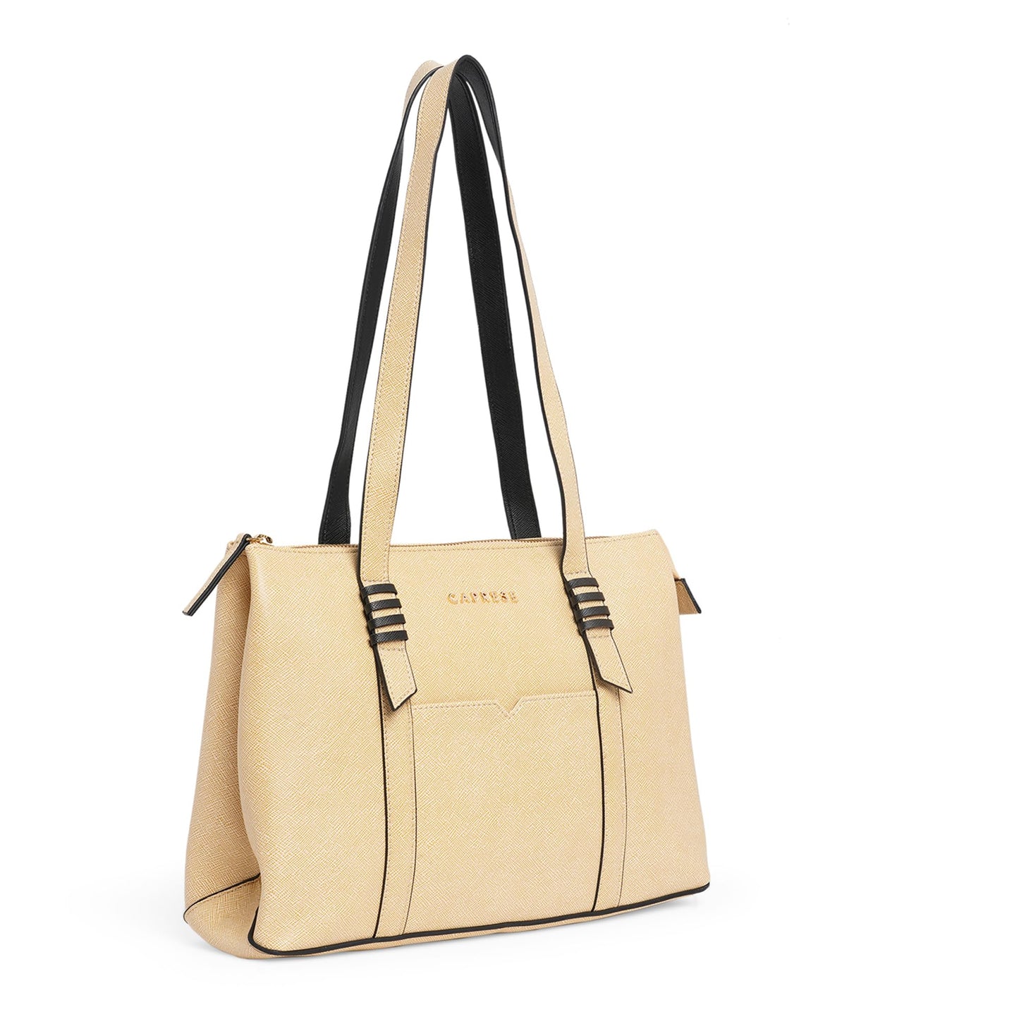 Caprese Roma Tote Medium Beige Bag for Women|Stylish, Durable, Multi-Compartment Design for Work, Travel, Shopping |Comfortable Straps Shoulder Bag, Ideal for Laptop & Essentials