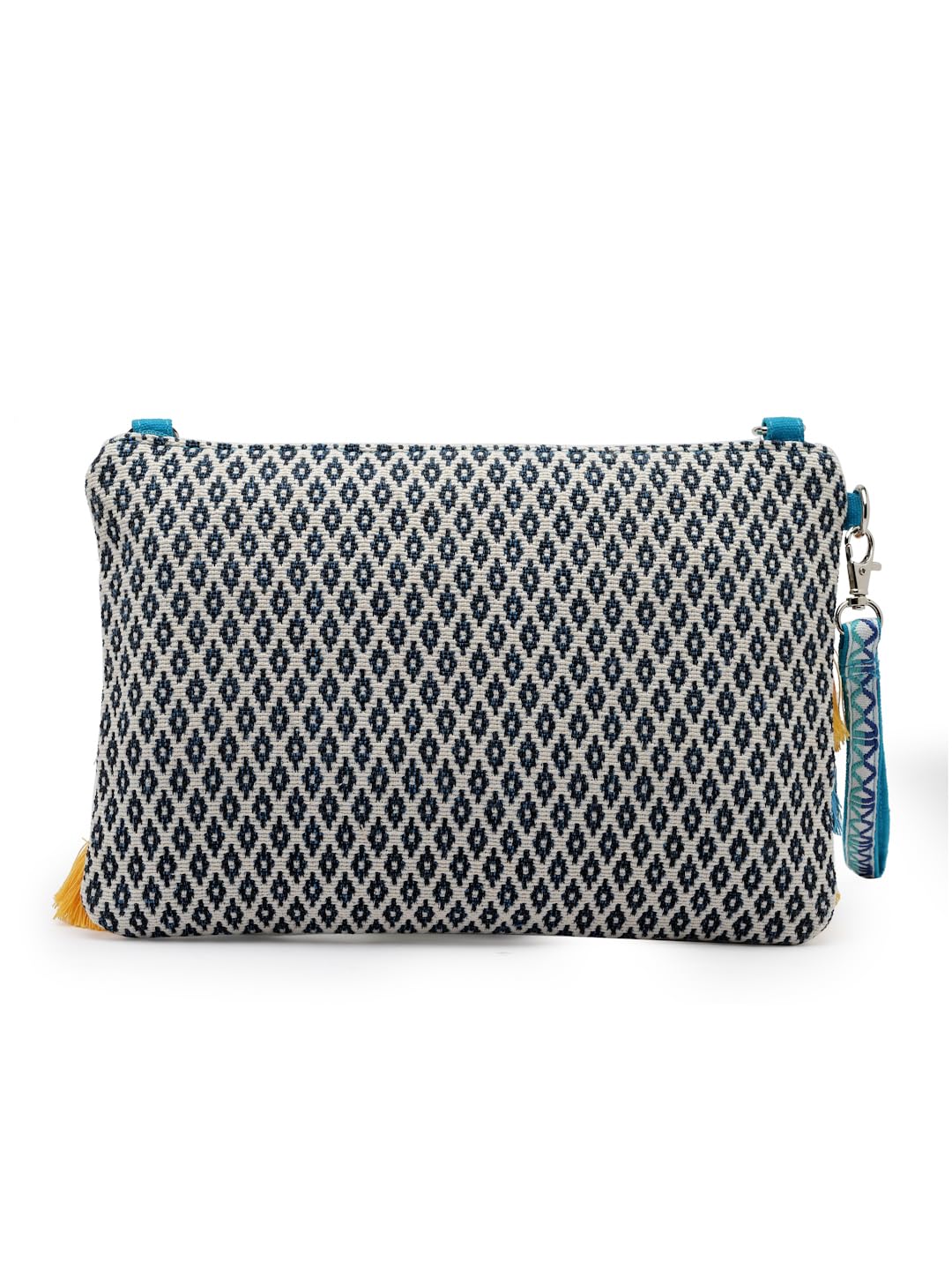 Anekaant Boho White & Multi Aztec Embroidered Cotton Canvas Sling Bag