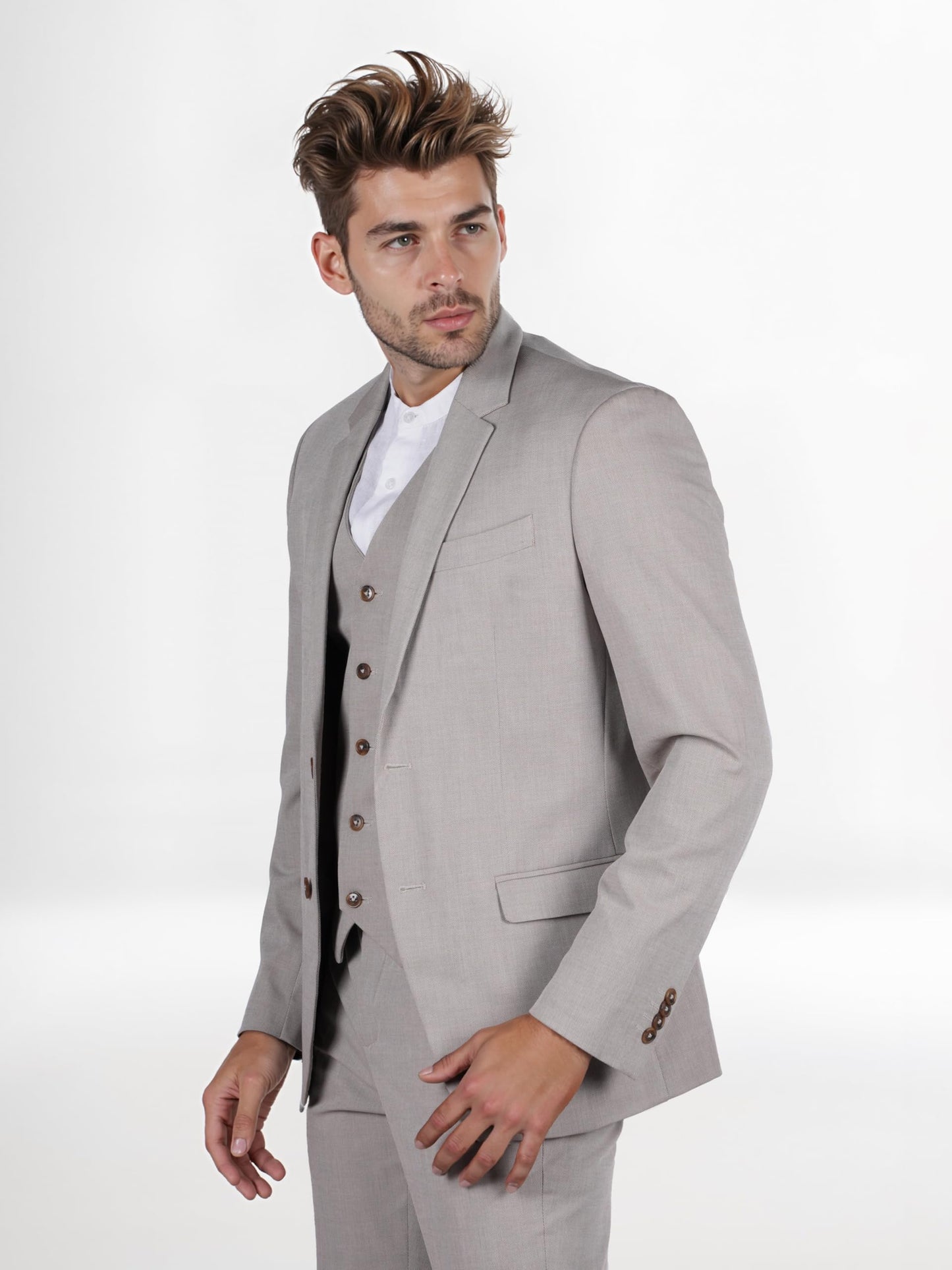 Celio Men Beige Solid Regular Fit Viscose Rayon Formal Blazer (3596656264394, Beige, 40)