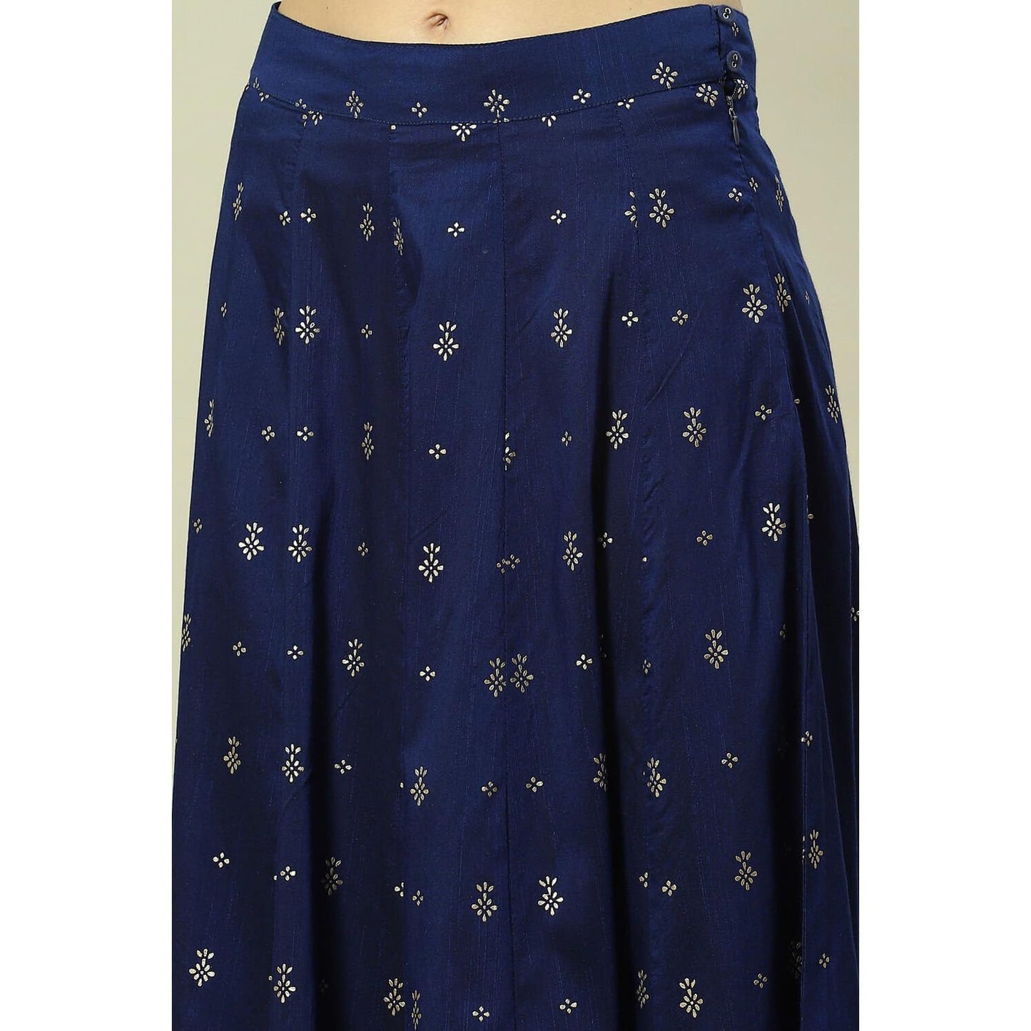 Rangriti Women Indigo Cotton Blend Woven Straight Lehenga Choli Set_36