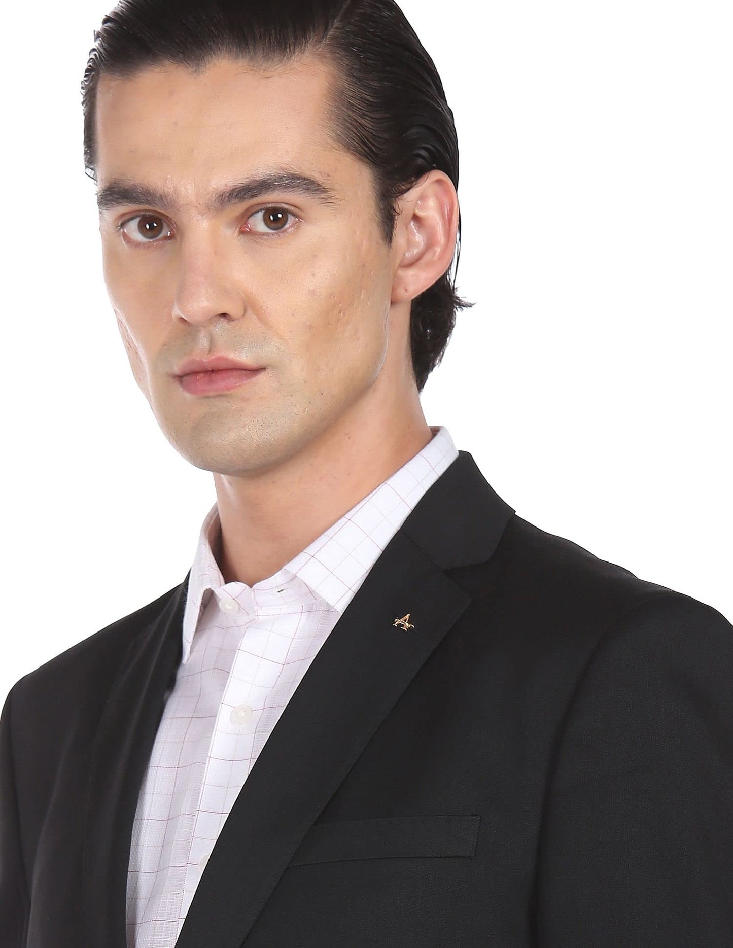 Arrow Men's Polyester Single Breasted Business Suit Pants Set (AREU5085A_Black