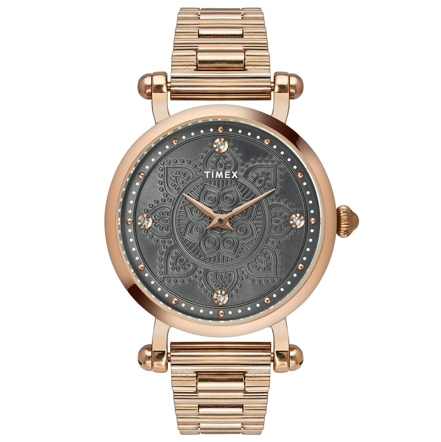Timex Women Brass Analog Grey Dial Watch-Twel14302, Band Color-Rose Gold