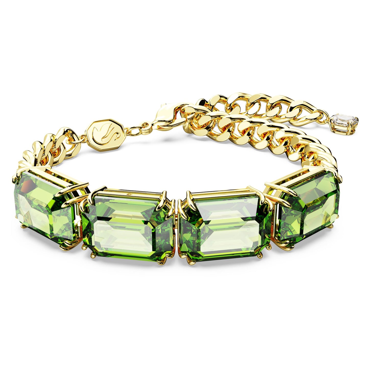 Swarovski Millenia bracelet, Octagon cut, Green, Gold-tone plated