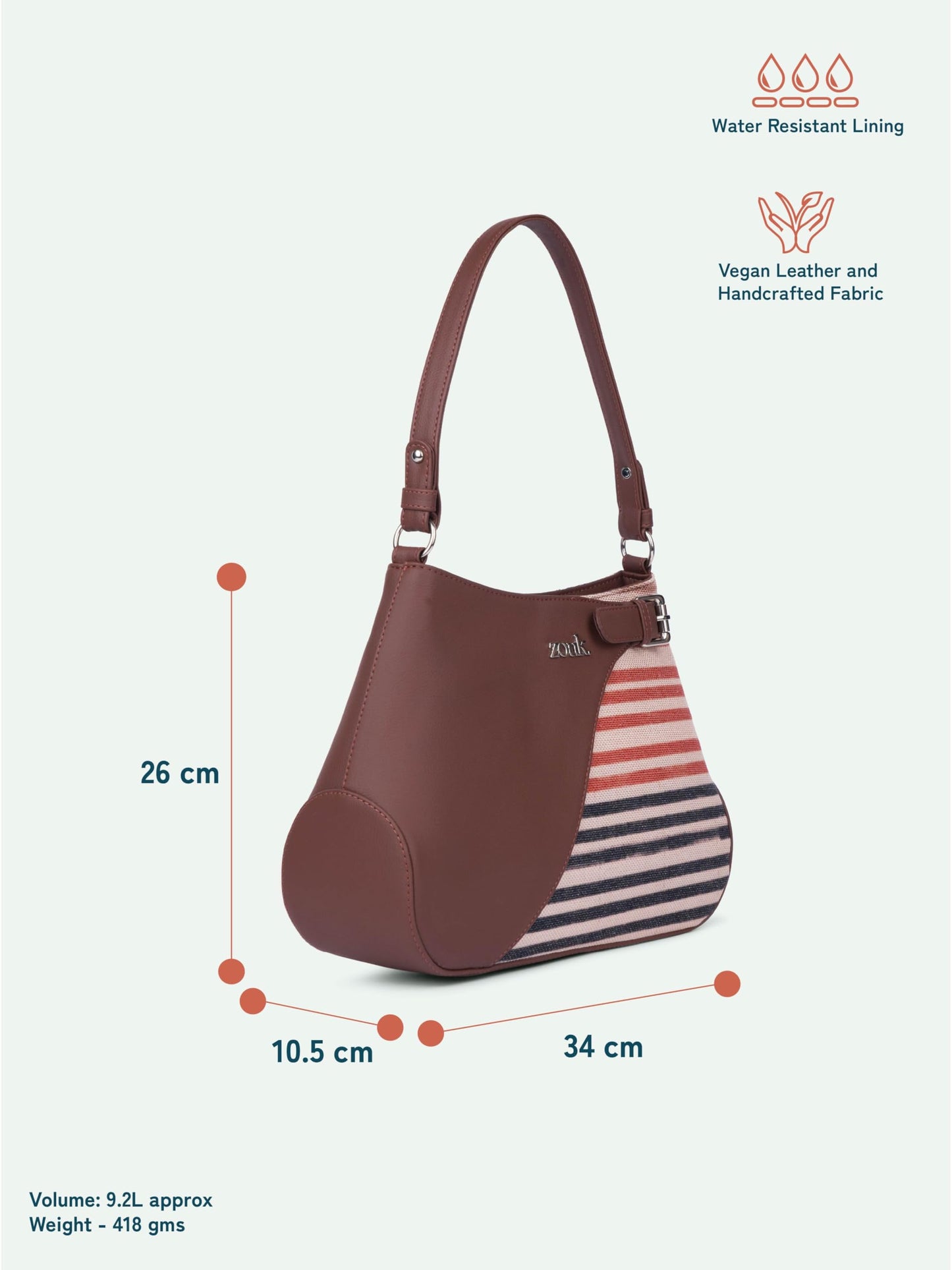 ZOUK Ira Handbag | Stylish Women's Handbag | Luxury Shoulder Bag for Women | Trendy | Fancy Ladies Handbags | Small Purse for Events | Water-Resistant | Qutub Stripes