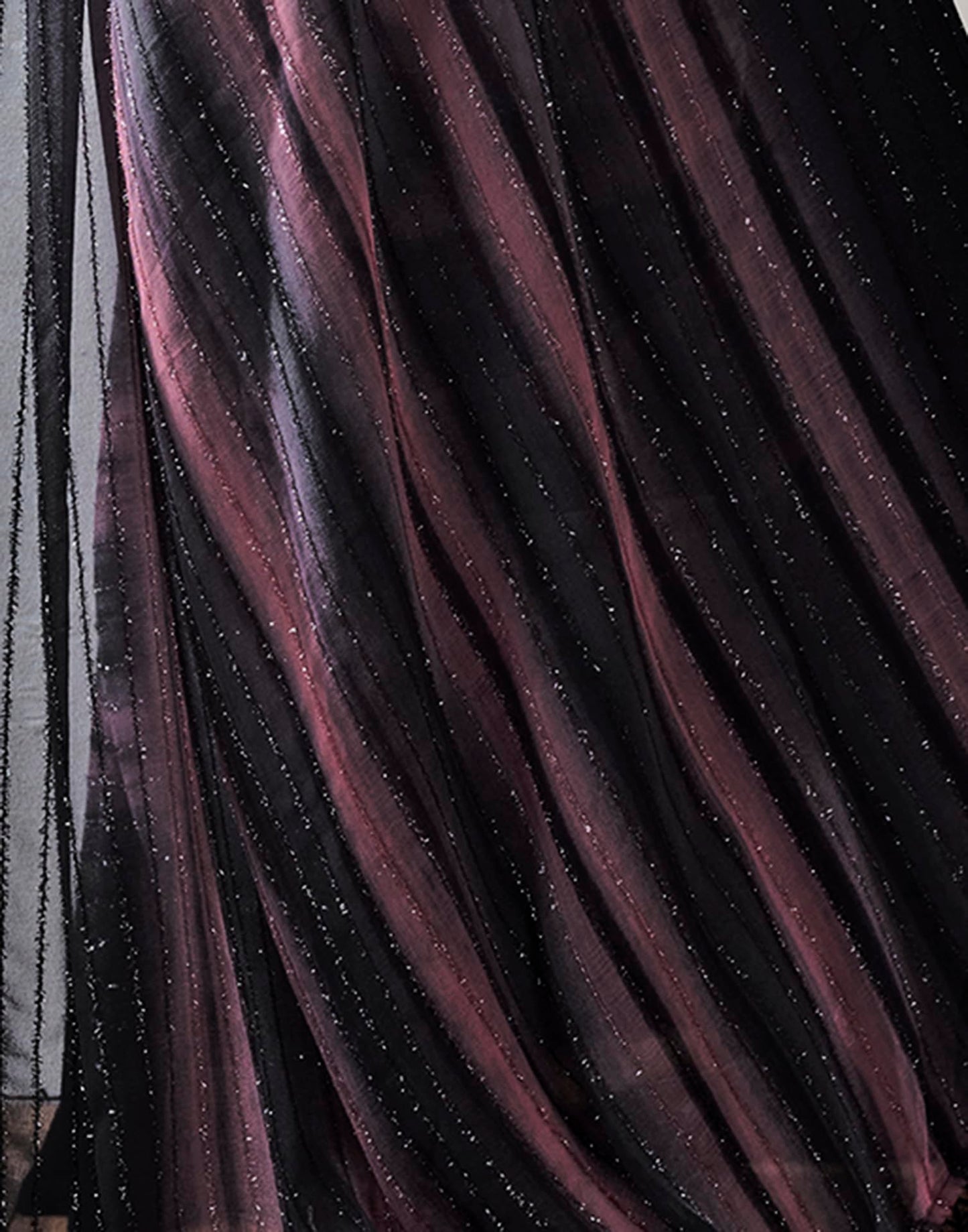 SIRIL Women's Georgette Printed Zari Stripe Saree With Unstitched Blouse Piece (3498S726_Black)