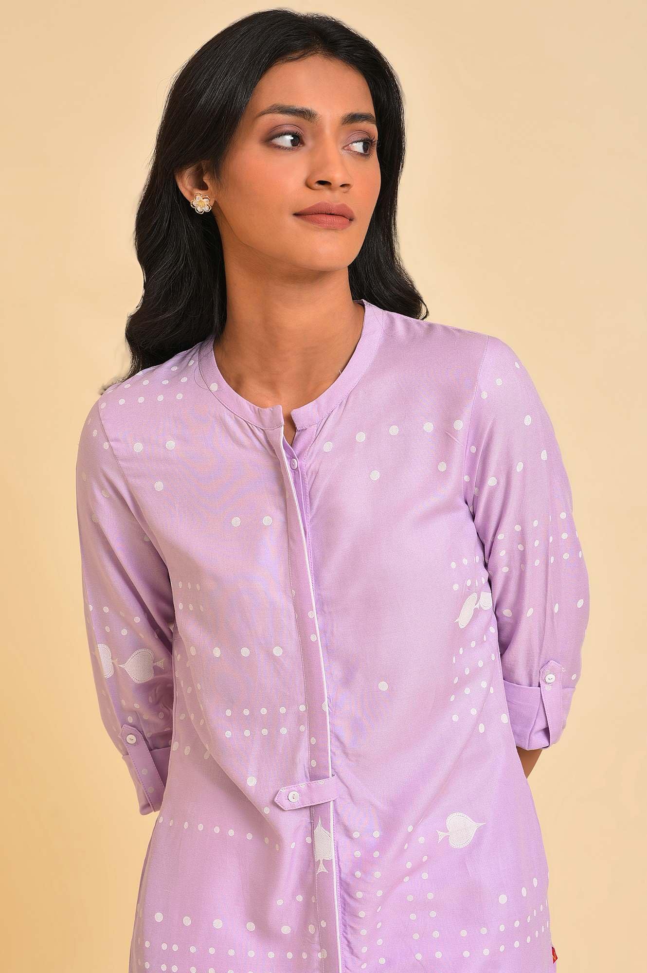 W for Woman Women's Viscose Regular Kurta (23FEW18951-120110_Purple