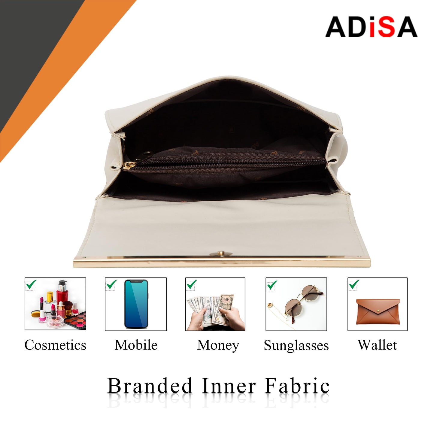 ADISA SL5022 women girls party sling bag (off white)