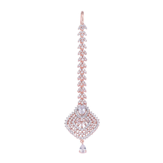 Saraf RS Jewellery-Beautiful shaped Maang Tikka AD studded Rose for Women & Girls