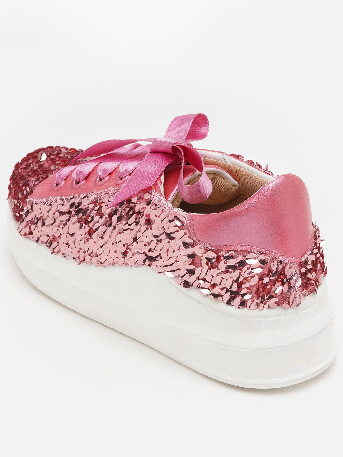 THE QUIRKY NAARI Rosette Crush Sequin Sneakers for Every Occasion | Pink