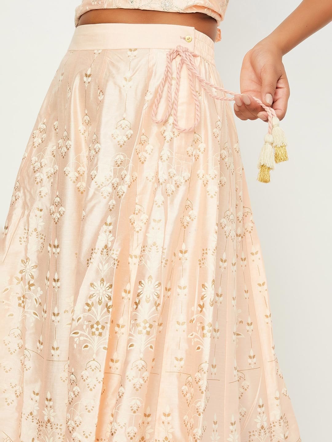 Max Women Floral Printed Flared Skirt (SKT41011PEACH)_XL
