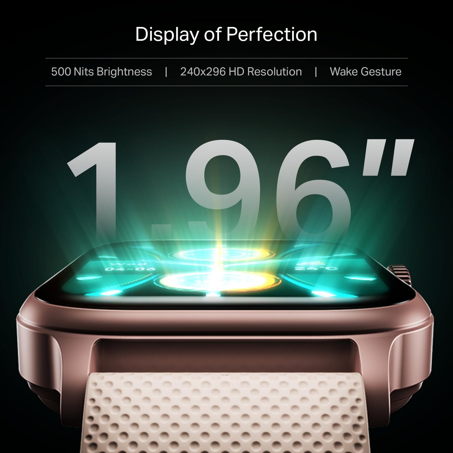 Boat Storm Infinity Plus w/20 Days Extensive Battery Life, Huge 680 mAh, Only Charge Once a Month, 1.96" Display, Functional Crown, Multiple Sports Modes, smart Watch for man & Woman (Cherry Blossom)