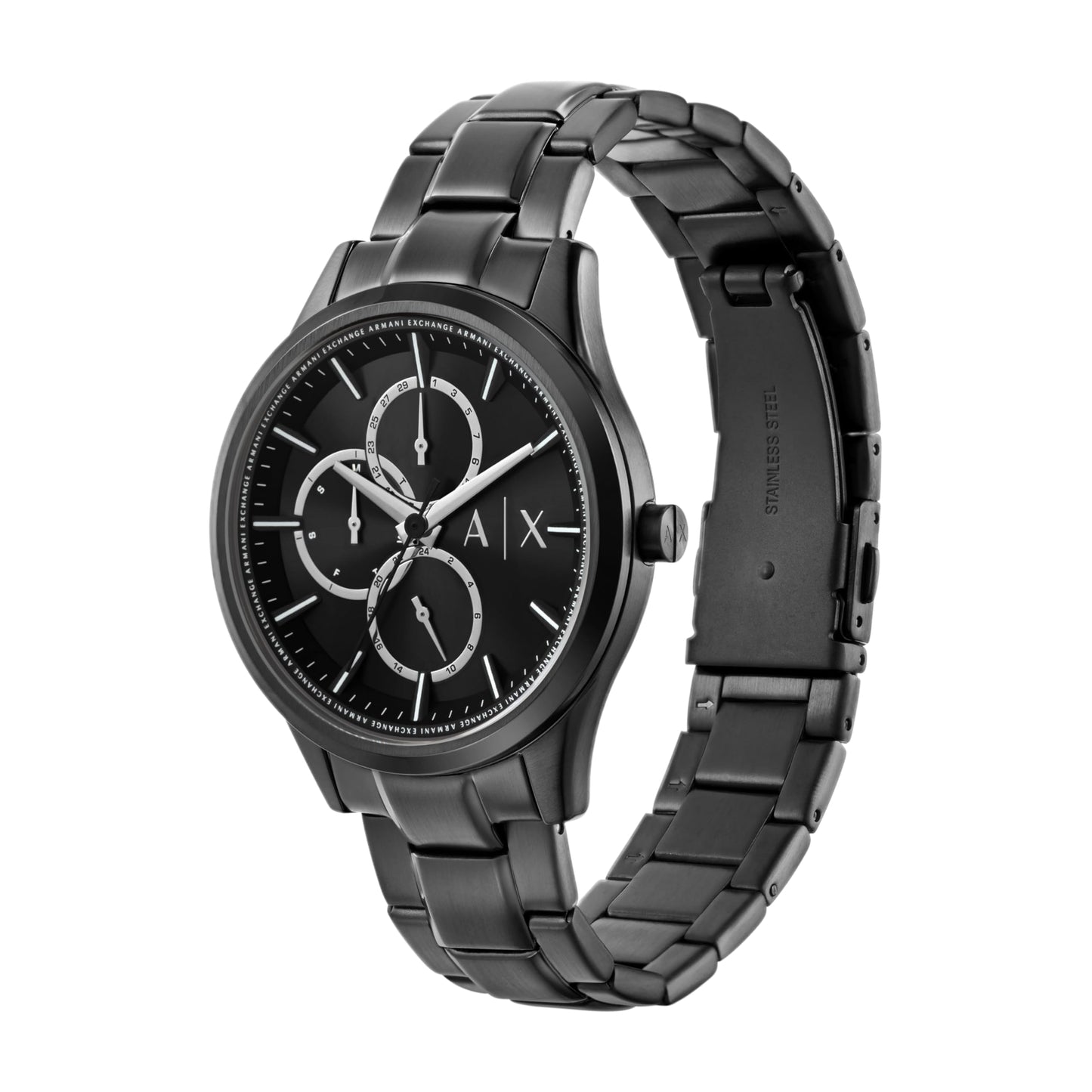Armani Exchange Stainless Steel Analog Black Dial Men Watch-Ax7154Set, Black Band