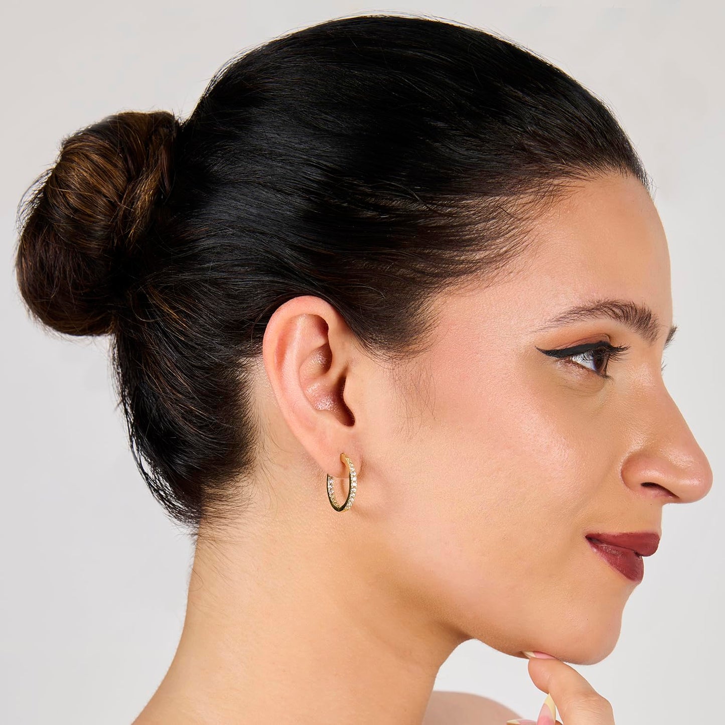 Aaishwarya 14K Gold Plated Zircon Hoop Earrings | Waterproof Anti-Tarnish Jewelry for Women and Girls | Lightweight Daily Wear Hoops | Minimal Statement Earrings | Gift for Her