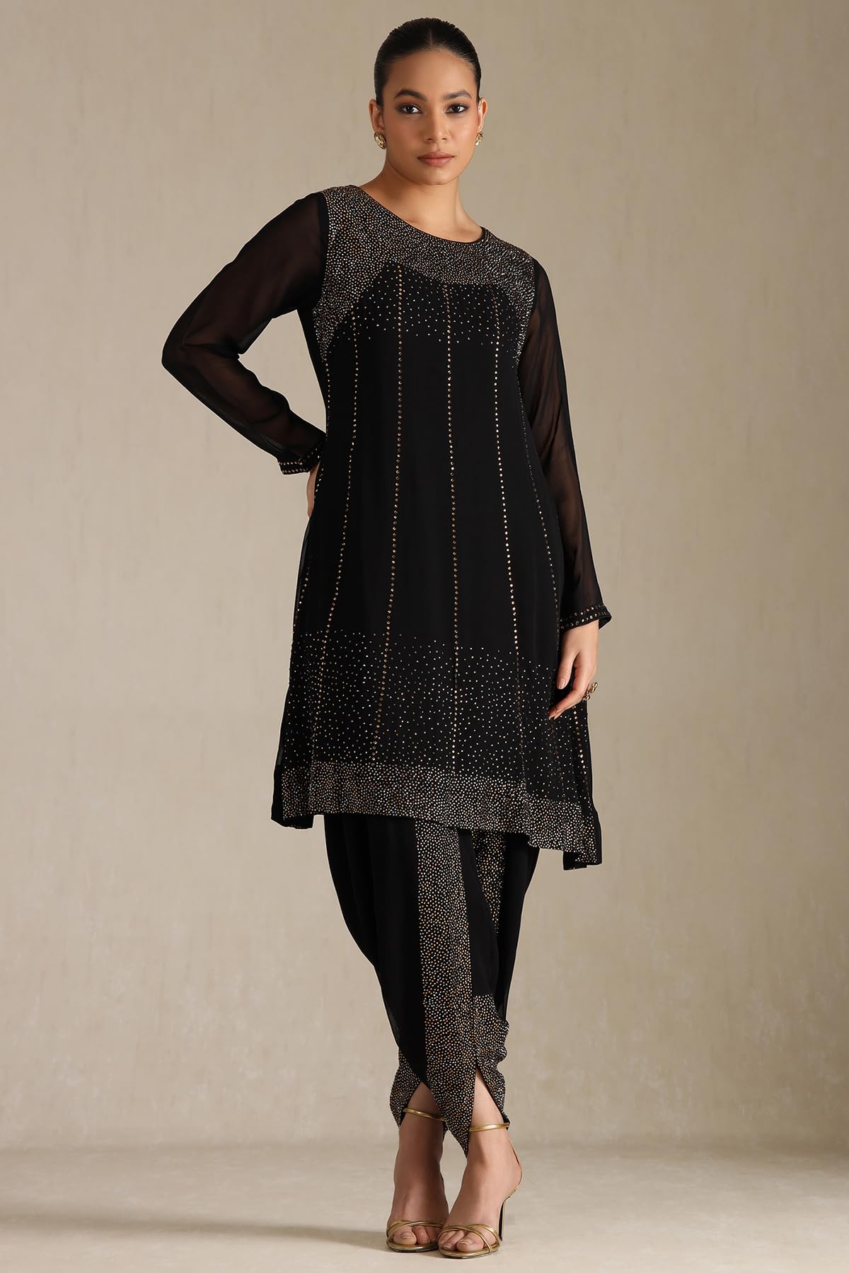 Soch Women's Georgette Chudidar Set (OWS5CD21925_Black