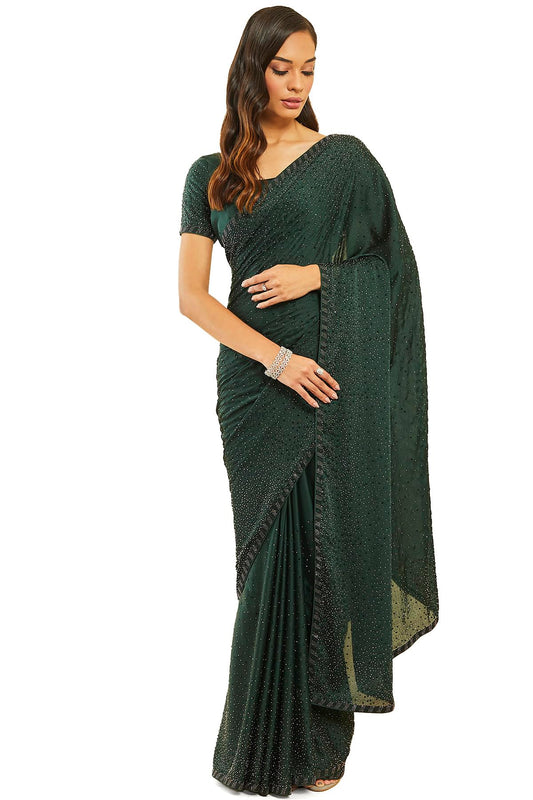 Soch Women Green Pure Georgette Saree