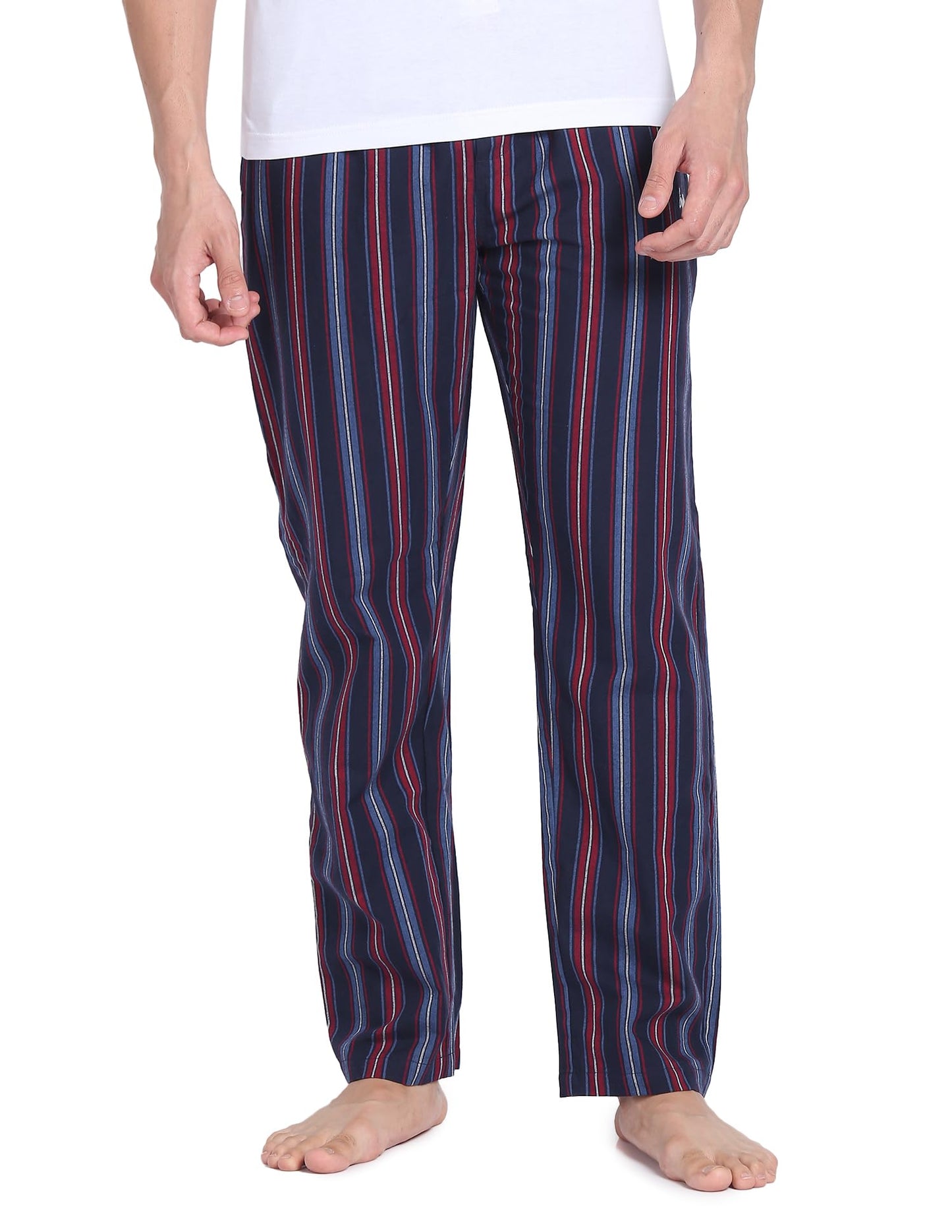 U.S. POLO ASSN. Striped Cotton LP001 Lounge Pants - Pack of 1 (NAVYREDWHITE S)