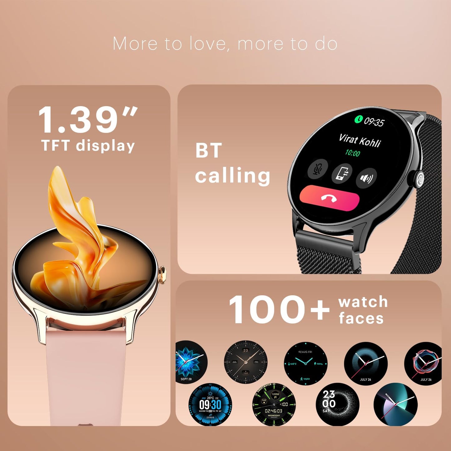 Noise Twist Go Round dial Smartwatch with BT Calling, 1.39" Display, Metal Build, 100+ Watch Faces, IP68, Sleep Tracking, 100+ Sports Modes, 24/7 Heart Rate Monitoring (Gold Link)