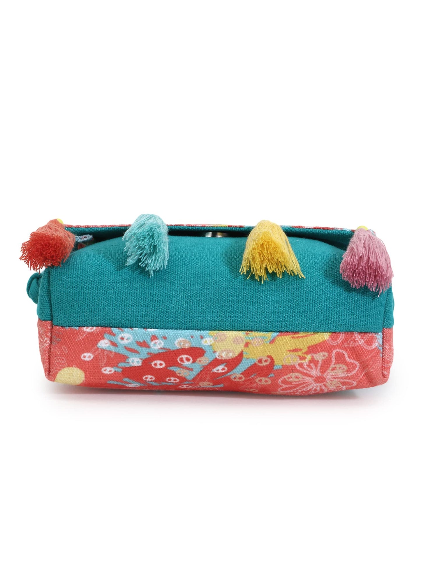 Anekaant Rangoli Turquoise & Multi Polycotton Floral Digital Printed Sling Bag