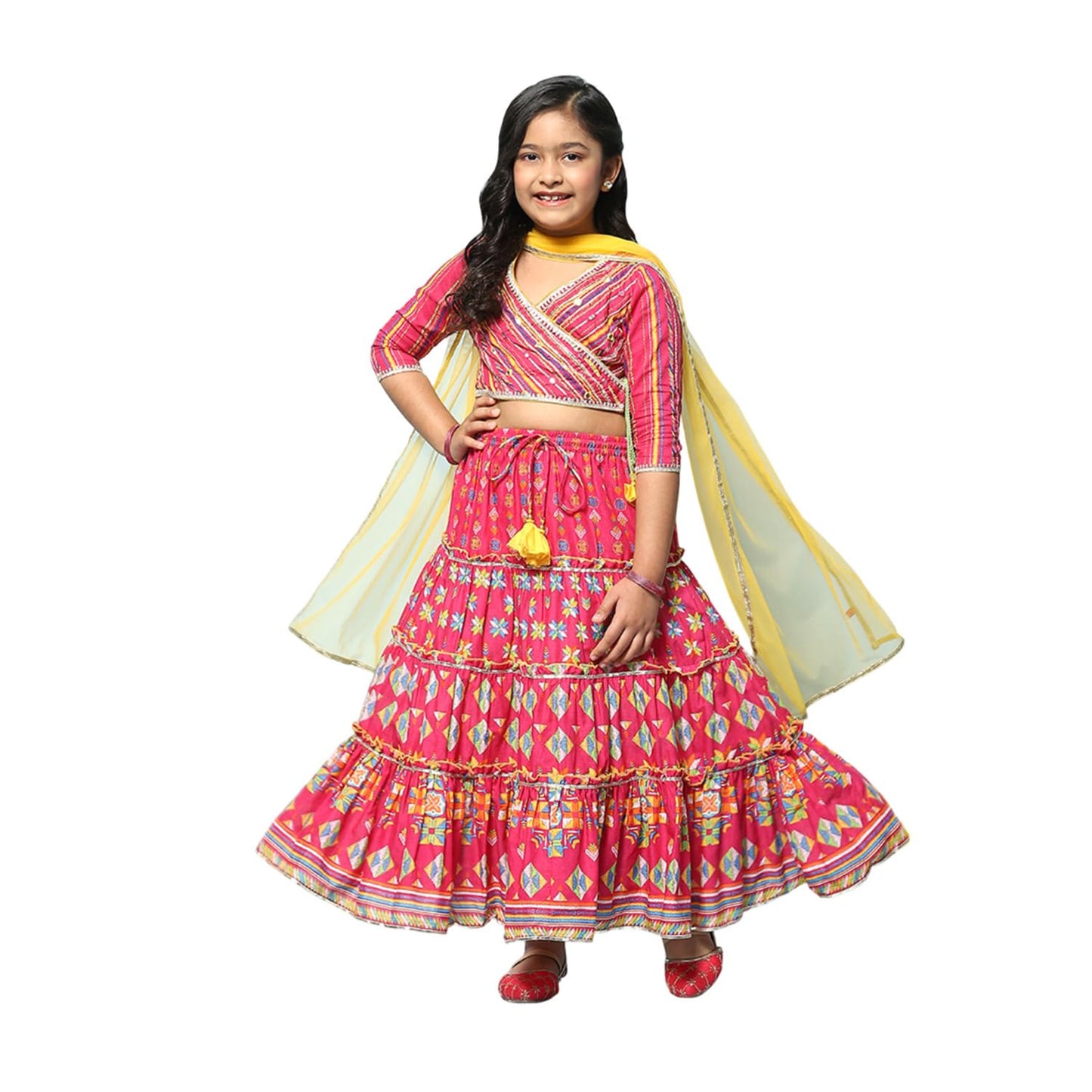 BIBA GIRL PRINTED SHORT_KURTA KID(KW5308_PINK_5)