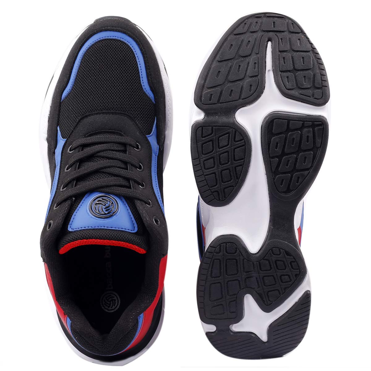 Bacca Bucci ® Men's Impact Running Shoes with Natural Rubber & Eva Sole and Breathable Upper for Cross Training, Heavy Weight Lifting - Black, Blue, UK7