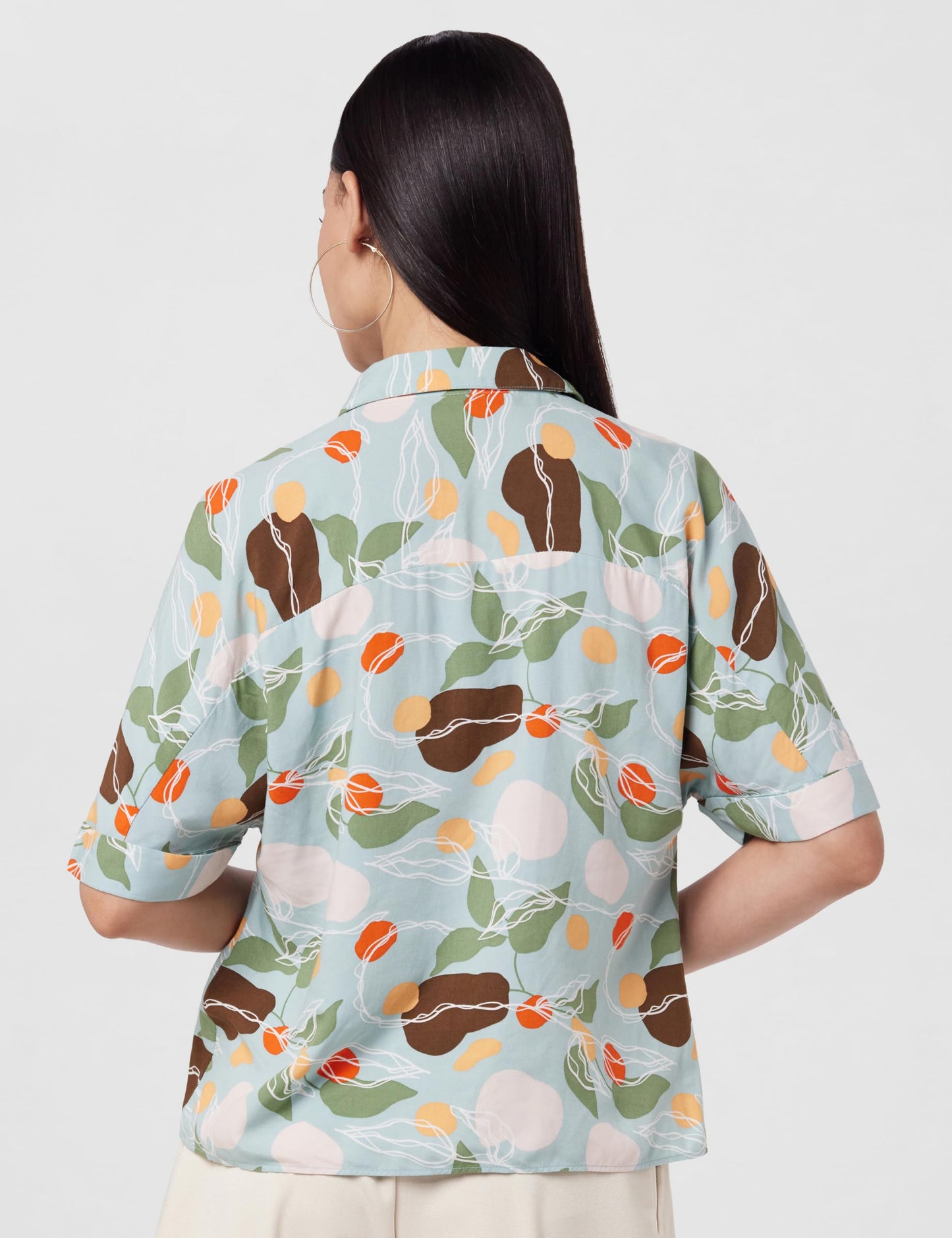 VERO MODA Women Botanical Print Viscose Regular Fit Green Shirt