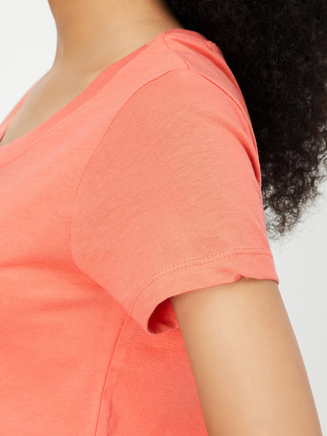 Max Women's Cotton Regular Fit Metallic Printed T-Shirt (Sp24Ccp05Orange)_M