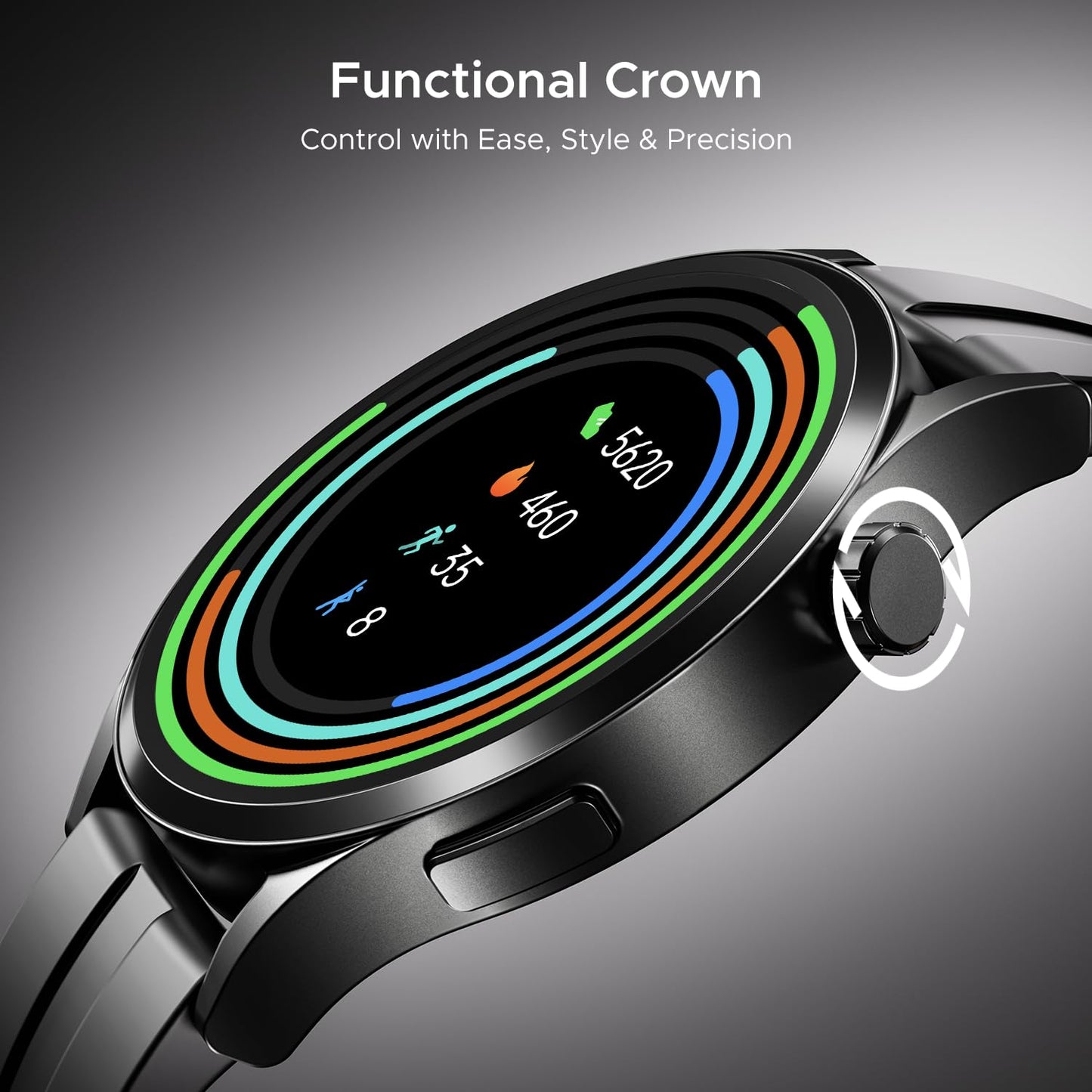 boAt Chrome Horizon, Video Watch Faces, 1.51” AMOLED Display, HRV & VO2 Max, Auto-Activity Detection, ASAP Charge, Advanced Bluetooth Calling, IP68, HR & SpO2 Monitor Smart Watch(Midnight Black)