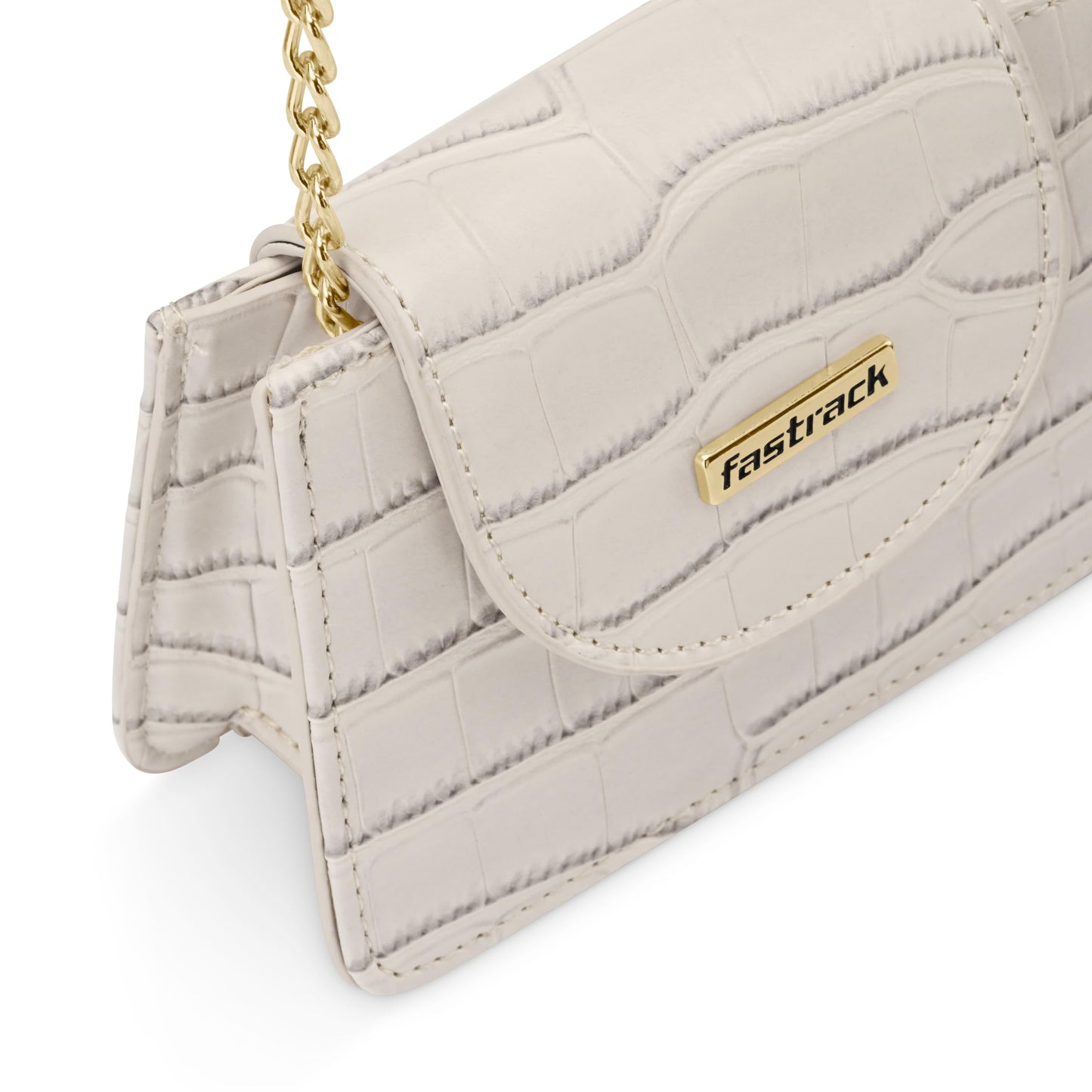 Fastrack Women Textured Pu Structured Shoulder Bag, White