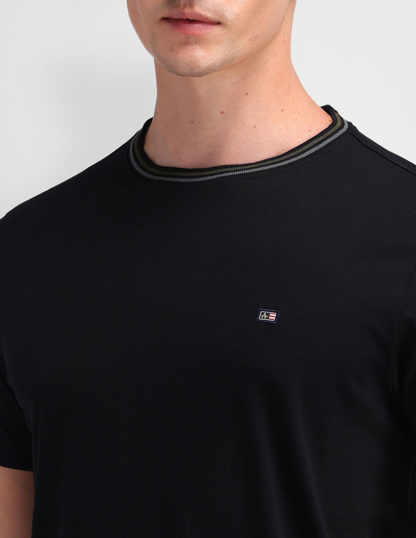 Arrow Sport Men's Solid Regular Fit T-Shirt (ASAEOTS5073A_Black