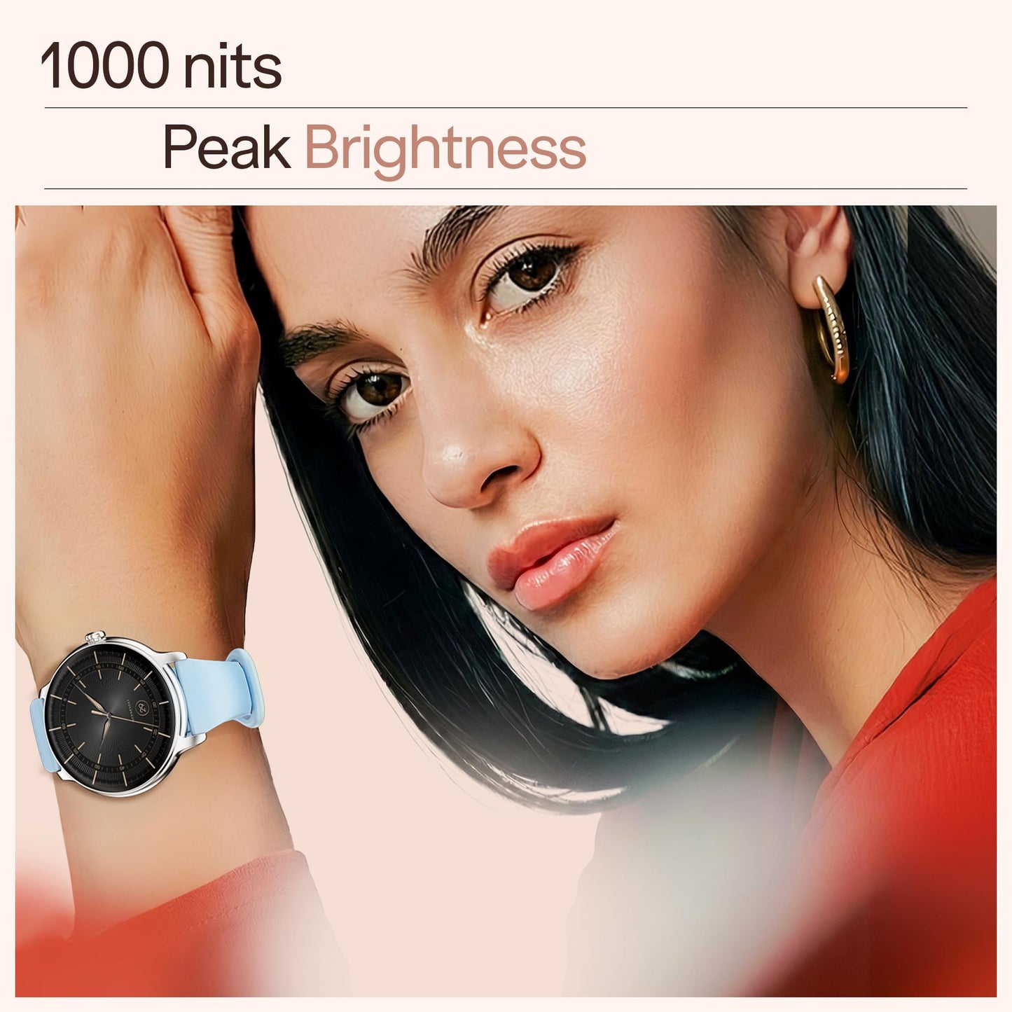 Boat Chrome Iris Fashion Smart Watch for Women - Elegant Ultra-Sleek Dial, Light-Weight Metal Body, 1.32" AMOLED Display, 1000 Nits, AOD, Female Wellness Tracking Watch for Woman (Frosted Sky)