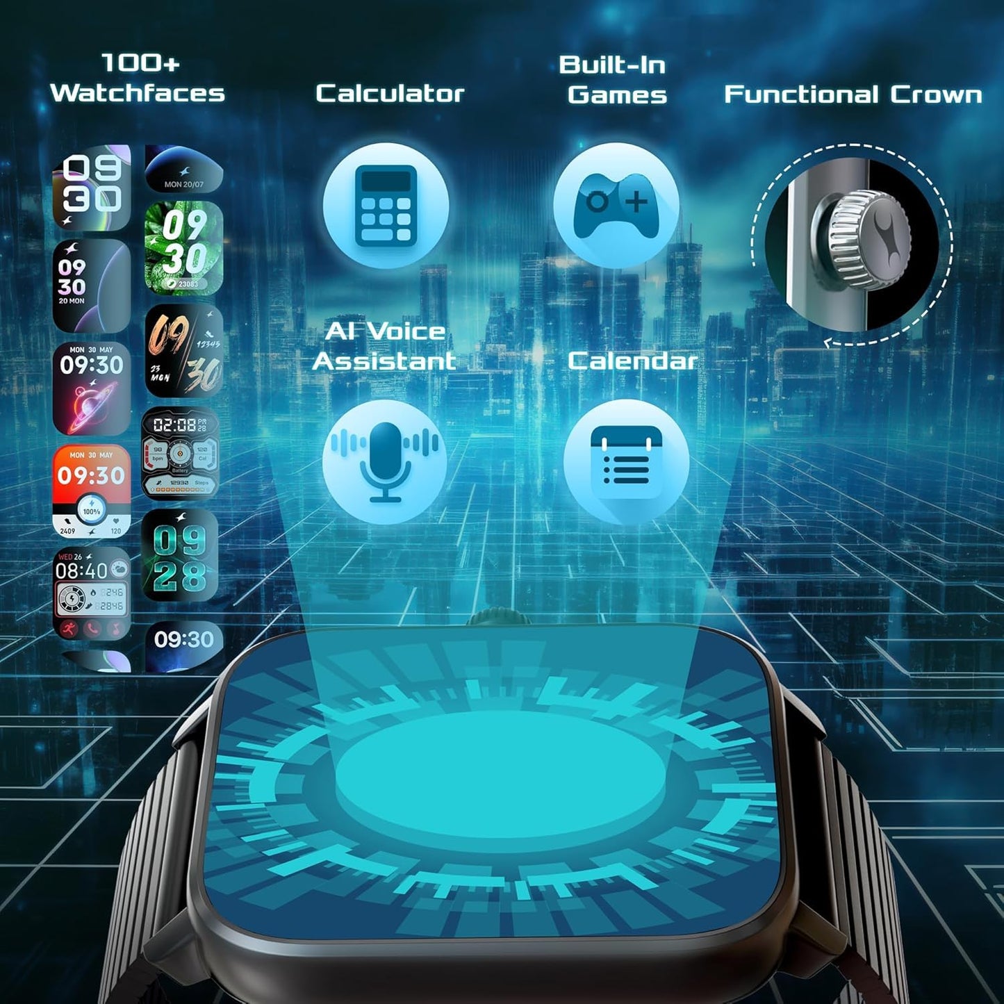 Fastrack Smart Watch Phantom 1.85 Super Ultravu Display Fashionable Metal Design Functional Crown (Black)