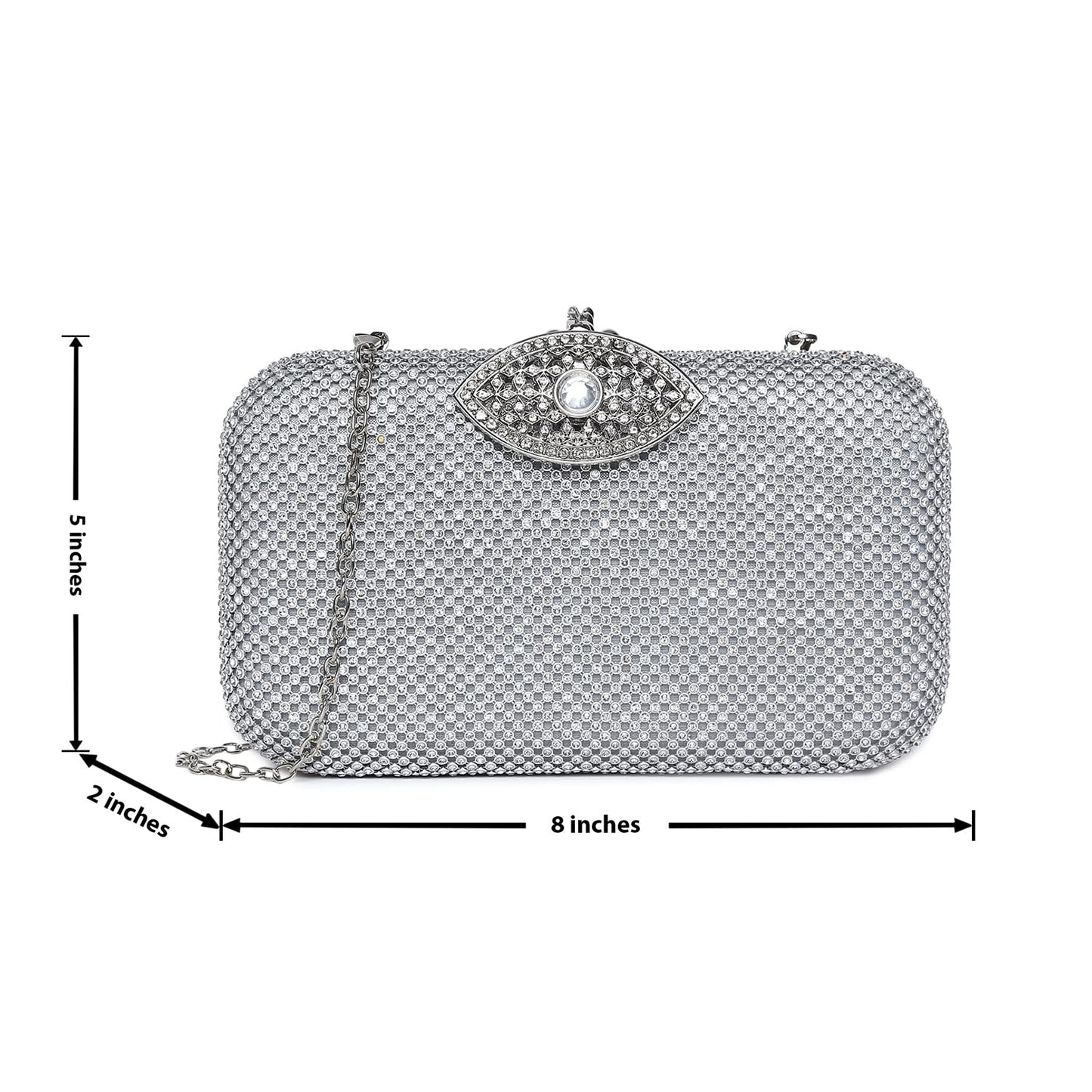 Haute Sauce Textured Push Lock Clutch Bag with Chain Strap (AZ_HSCL1070)