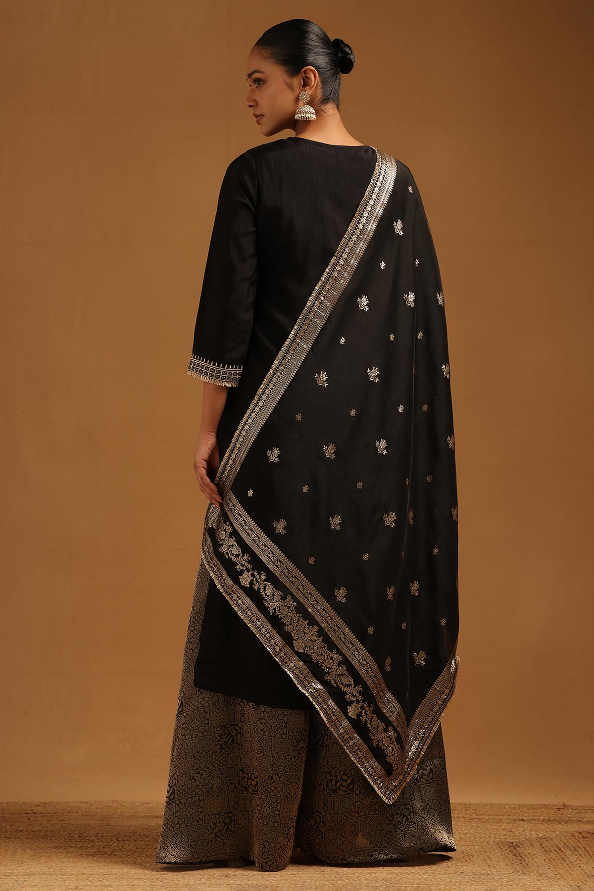 Soch Womens Black Dola Silk Zari Embroidered Salwar Suit