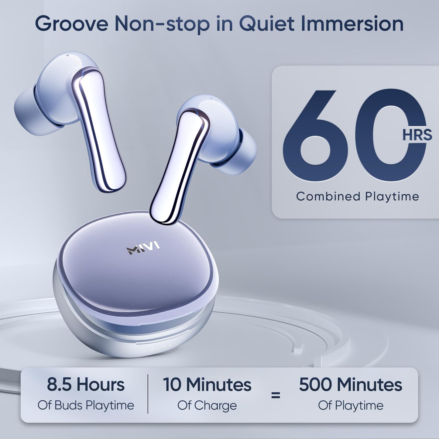 Mivi SuperPods Halo [Flagship Launch], 35dB ANC in Ear Ear Buds Wireless, Spatial Audio, 60HRS Battery,13mm Drivers, IPX4, v5.4 Bluetooth Earbuds with Mic