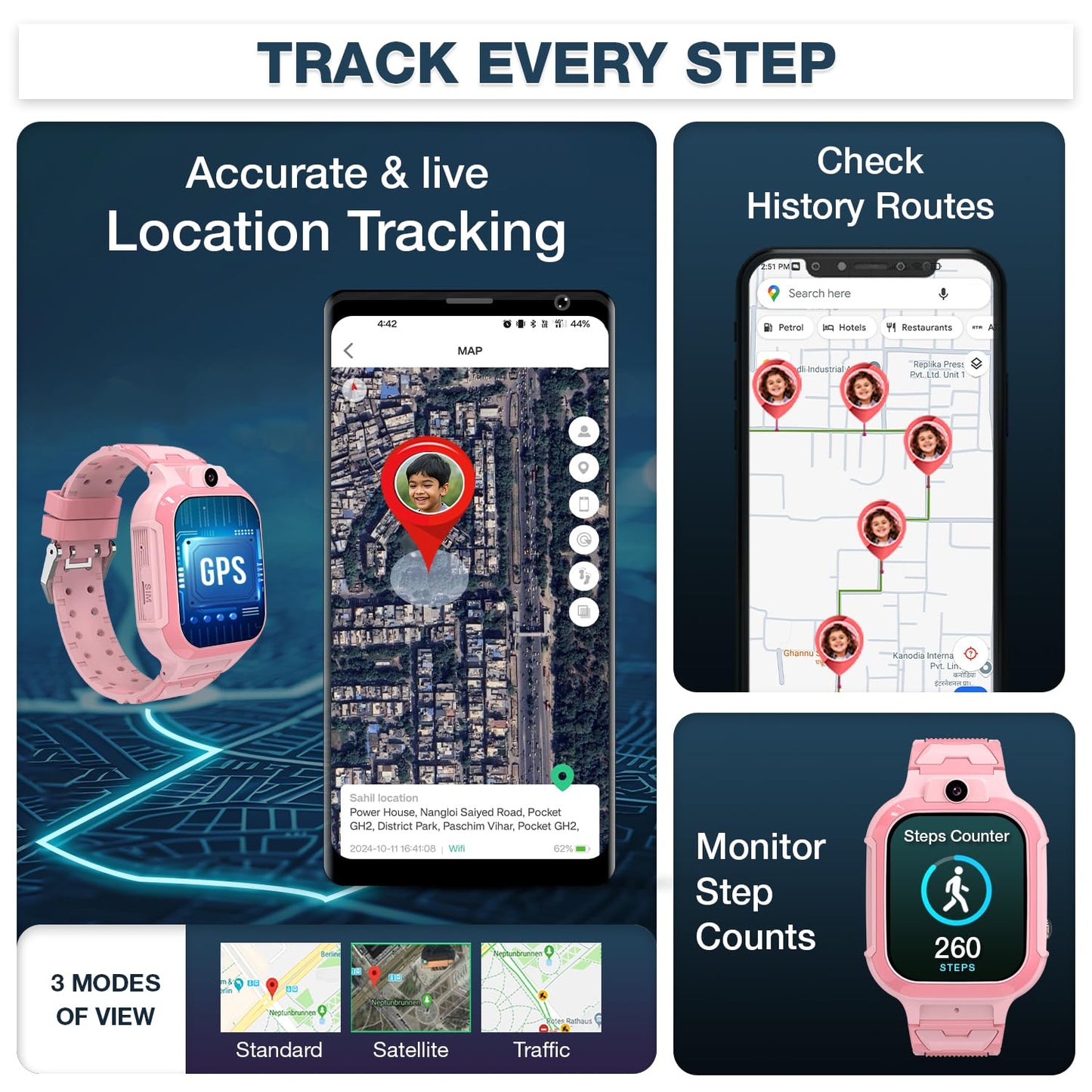 sekyo 'Carepal Pro' Kids Smart Watch for Boys/Girls | 4G Sim, HD Video Calling, Live GPS Tracking |App Control, Habit Coach, Games, Pedometer, Safe Zone Alert, SOS, Family Chat | SmartWatch for Kids