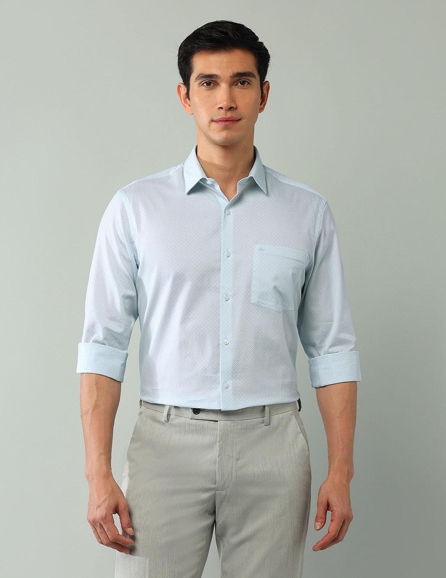Arrow Regular Fit Twill Printed Shirt_ARAJSH0748_42 Light Green