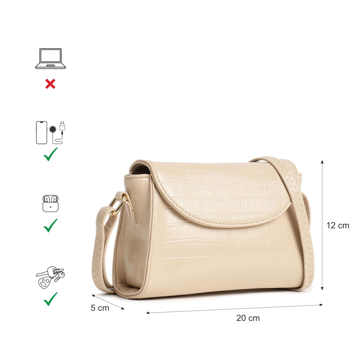 Fastrack Beige Brunch Shoulder Bag for Women
