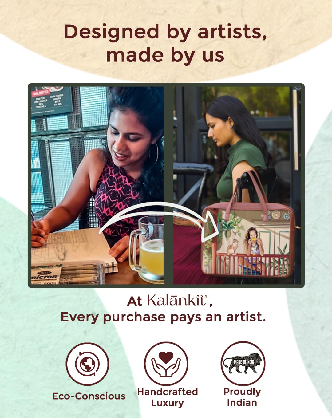 Kalankit Women Round Sling Bag | Stylish Vegan Leather Crossbody Purse | Side Bag with Strap | Rakhi Gift for Sister | Birthday Present | Travel-Friendly | Being Hug Again, Multicolor