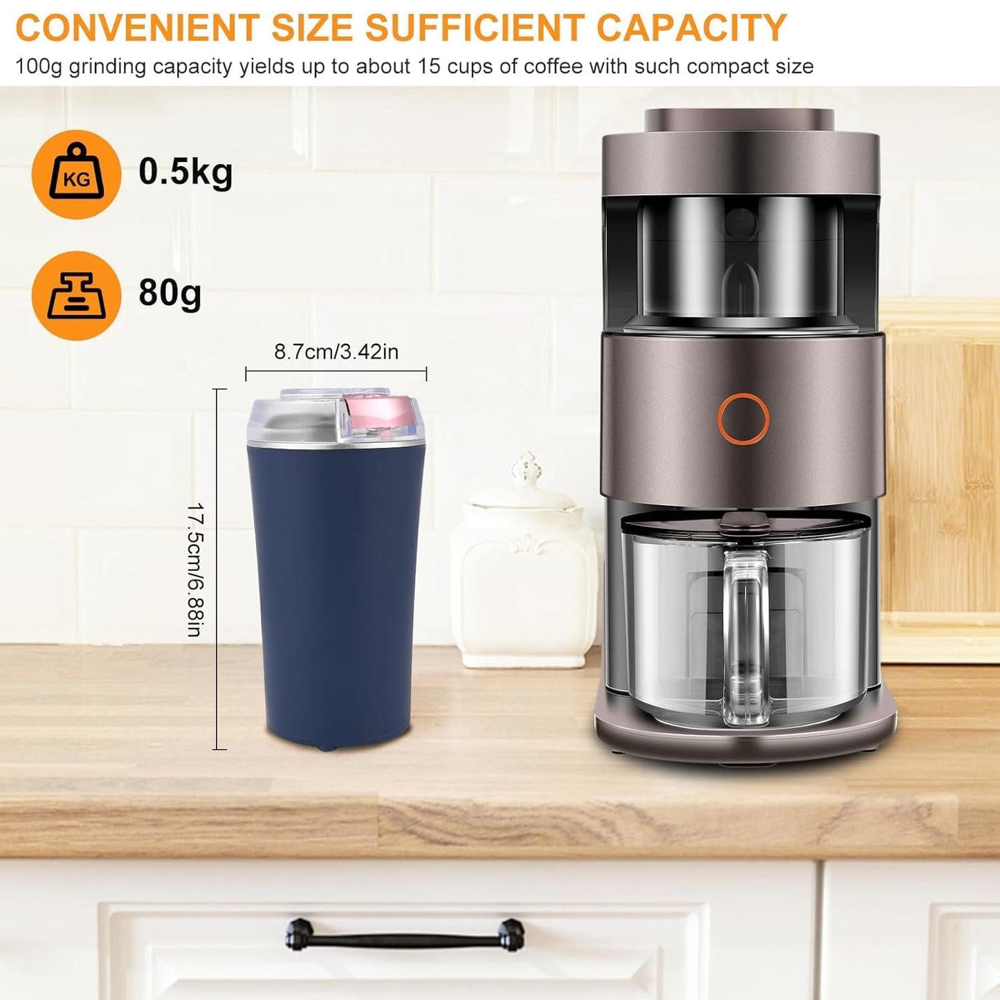 QONETIC 4-Blade Electric Coffee & Spice Grinder – Stainless Steel Portable Mixer for Masala, Herbs, Dry Spices & Nuts – Push Button Control, Compact & Durable for Home Kitchen