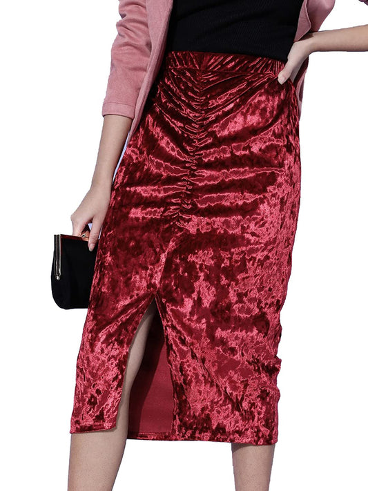 Marie Claire Velvet Western Skirt Maroon