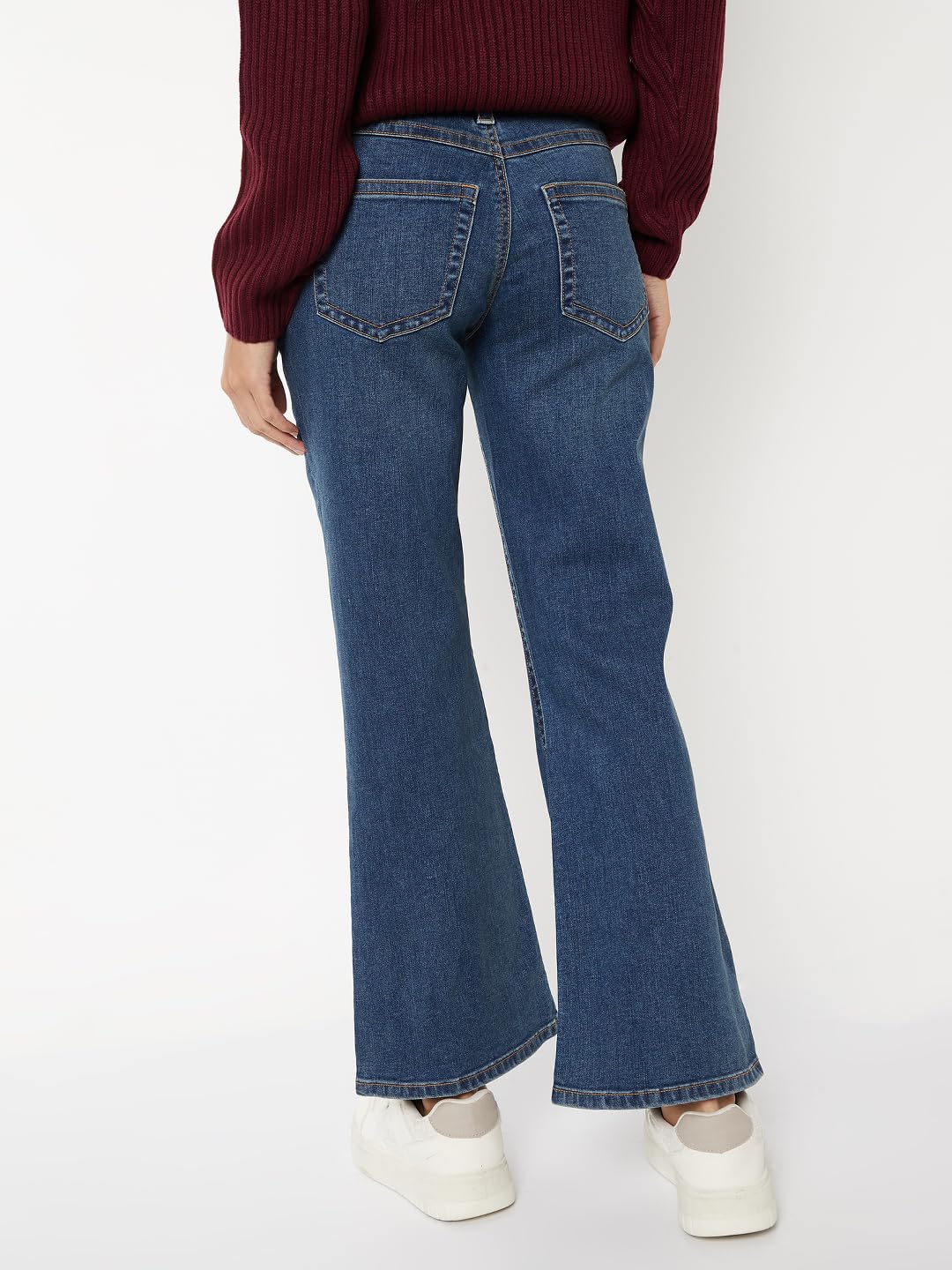 Max Women Washed High Rise Flare Jeans (Blue_28)