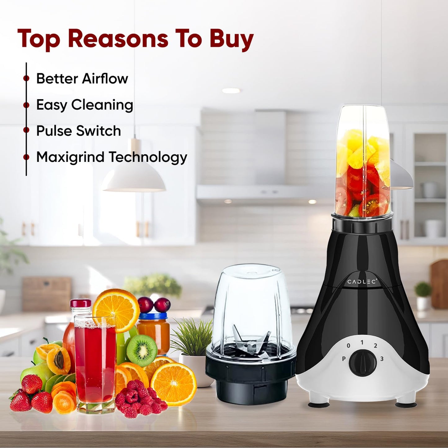 Cadlec Hummer Nutri Copper Juicer Mixer Grinder | 500W Smoothie Maker All-in-1 Juicer & Blender for Juicing, Grinding & Blending | Shockproof ABS Body | 2-Year Warranty