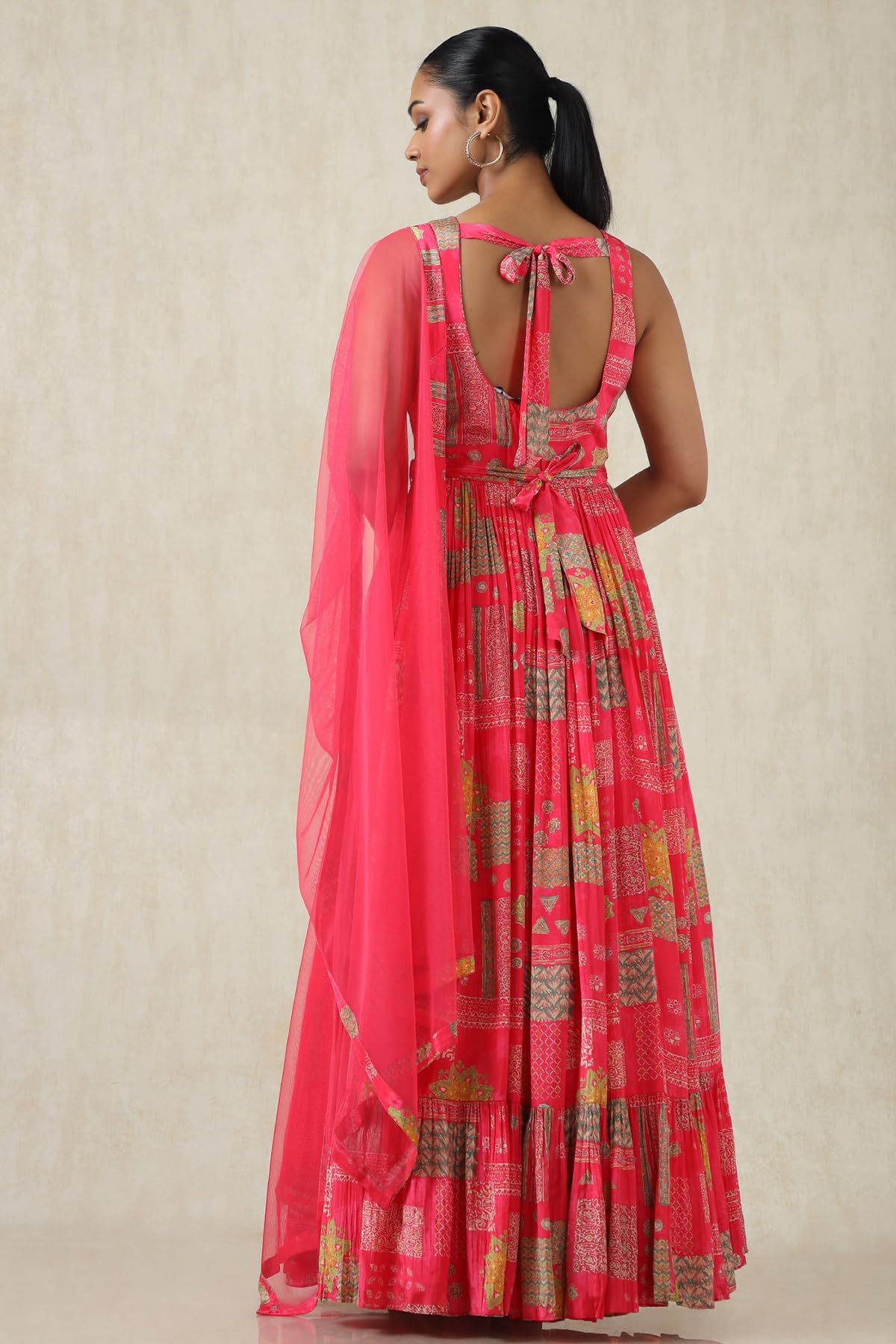 Soch Women's Viscose Crepe Maxi Gown (OWA4CD21148_Fuchsia