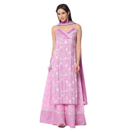 BIBA Women's Pure Cotton Kurta Set (SKDJAPUD10736SS25PNK_Pink