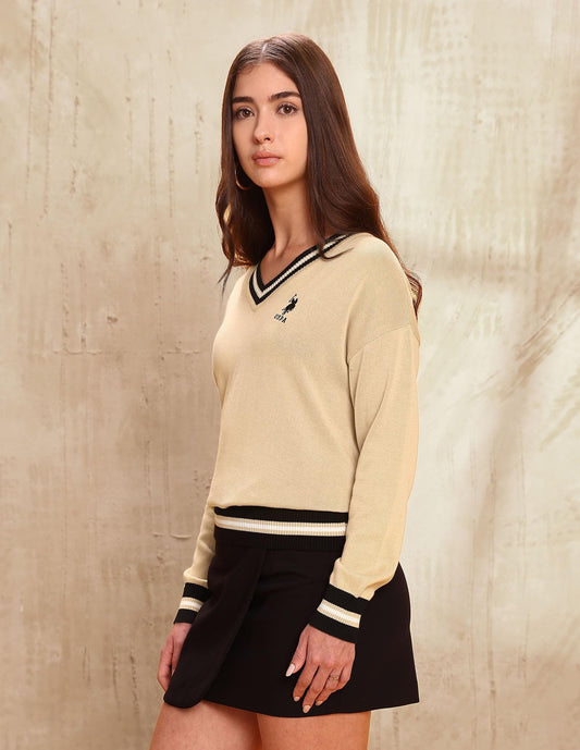 U.S. Polo ASSN. Women's Cotton Casual Sweater (UWAW25SWE212