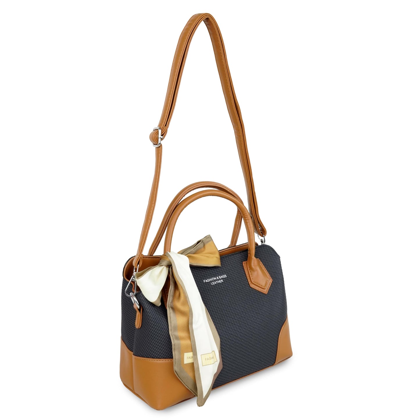 Storite Stylish Blue & Brown Small Leather Handbag for Women’s Everyday Use (25x11x17 cm)